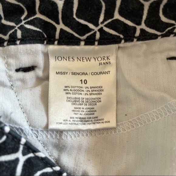 Jones New York Jeans Bottom Soho Ankle Geometric Pattern Print Slim Fit Size 10 - Picture 8 of 10